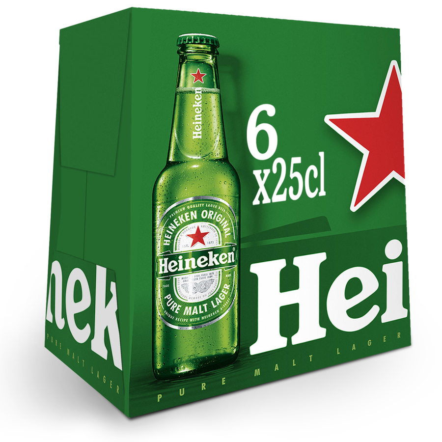 Cerveza rubia especial Heineken pack 6 botellas 25cl