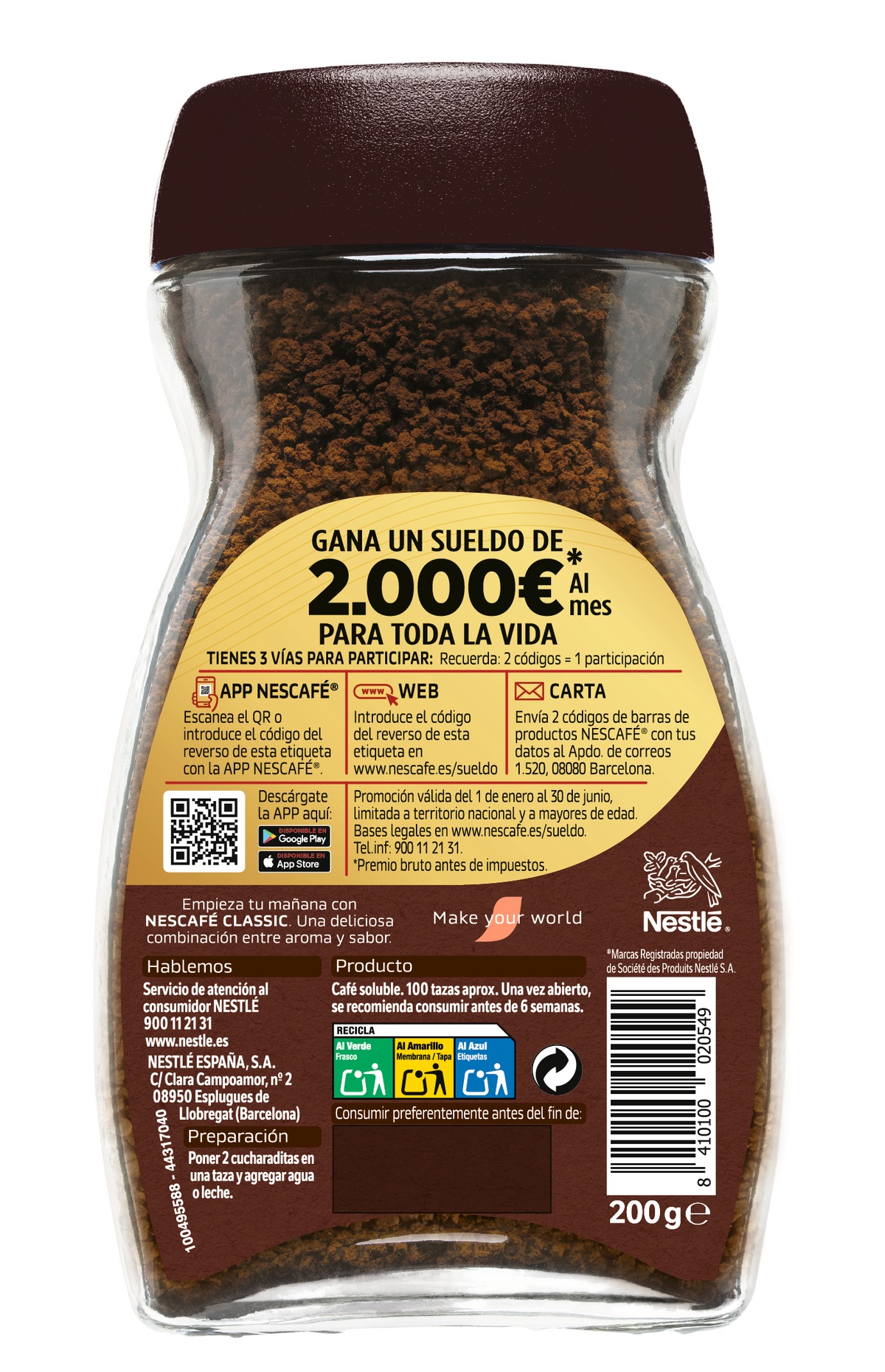 Café soluble Nescafé natural 200g