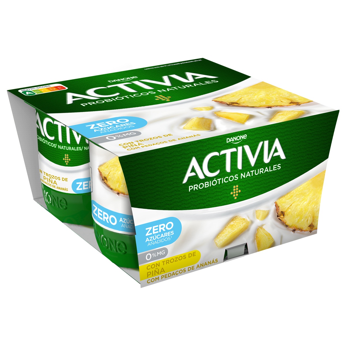 Bífidus probiótico Activia desnatado 0% materia grasa pack 4 piña