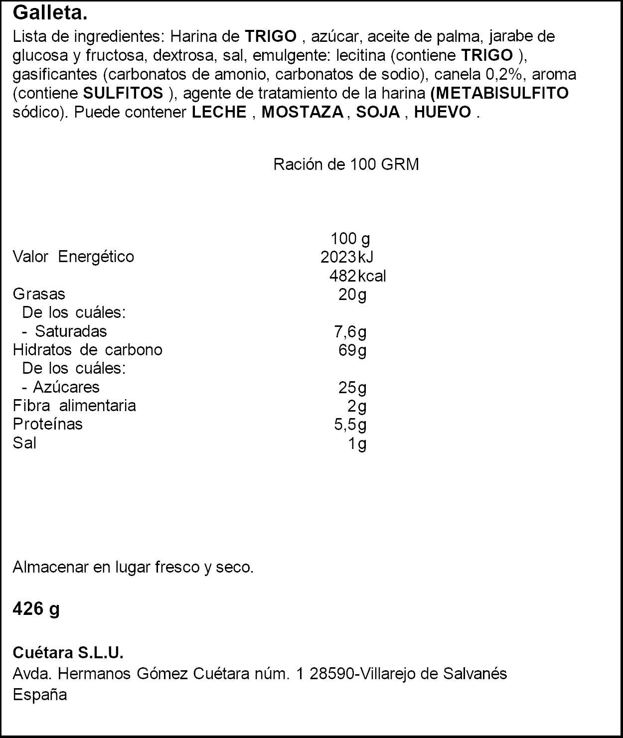 Galletas napolitanas Cuétara 426g