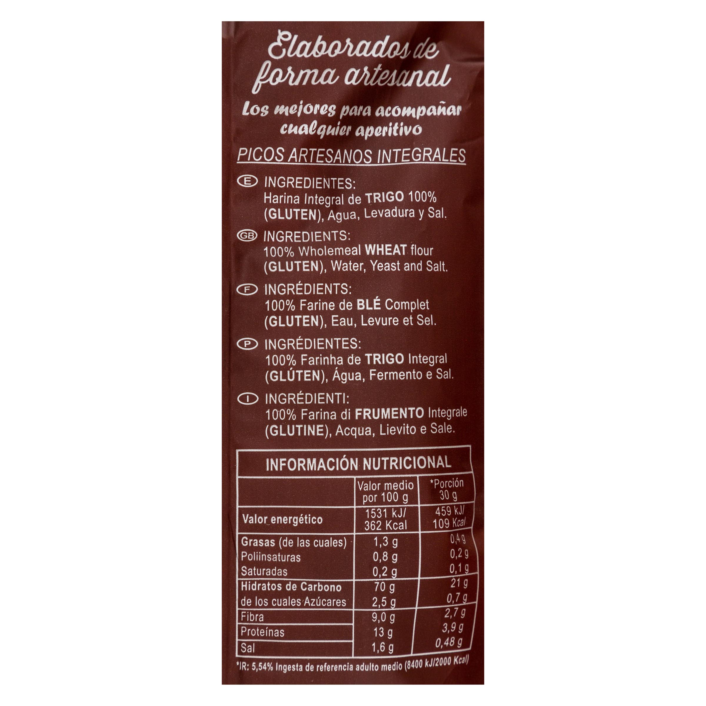 Piquitos integrales artesanos Delicias del Pan 140g