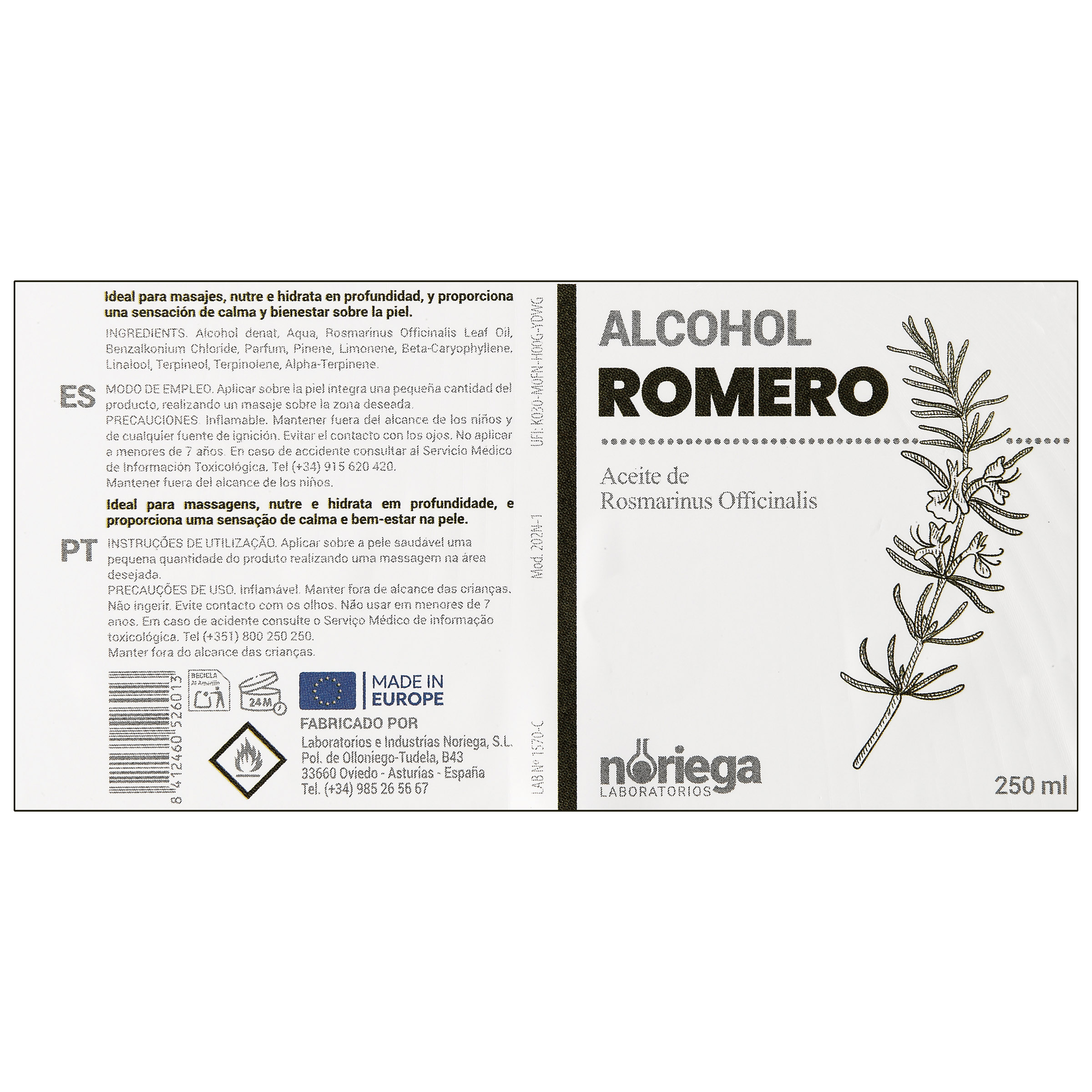 Alcohol romero Noriega 250ml
