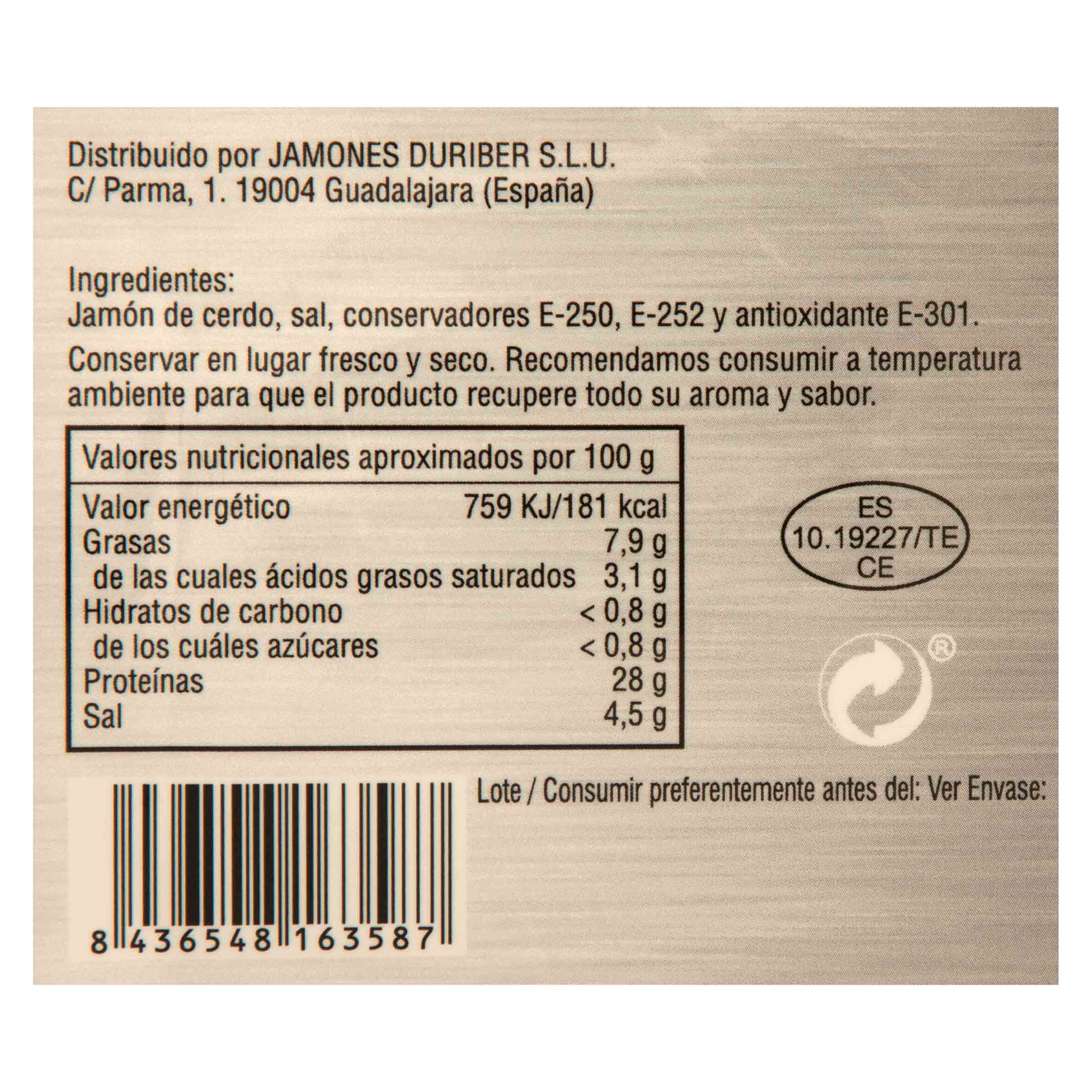 Jamón curado en lonchas Montaño pack 2 de 250g
